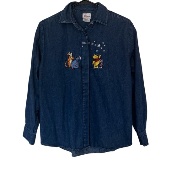Disney Tops - Vintage The Disney Store Winnie the Pooh Embroidered Denim Button Down Size M